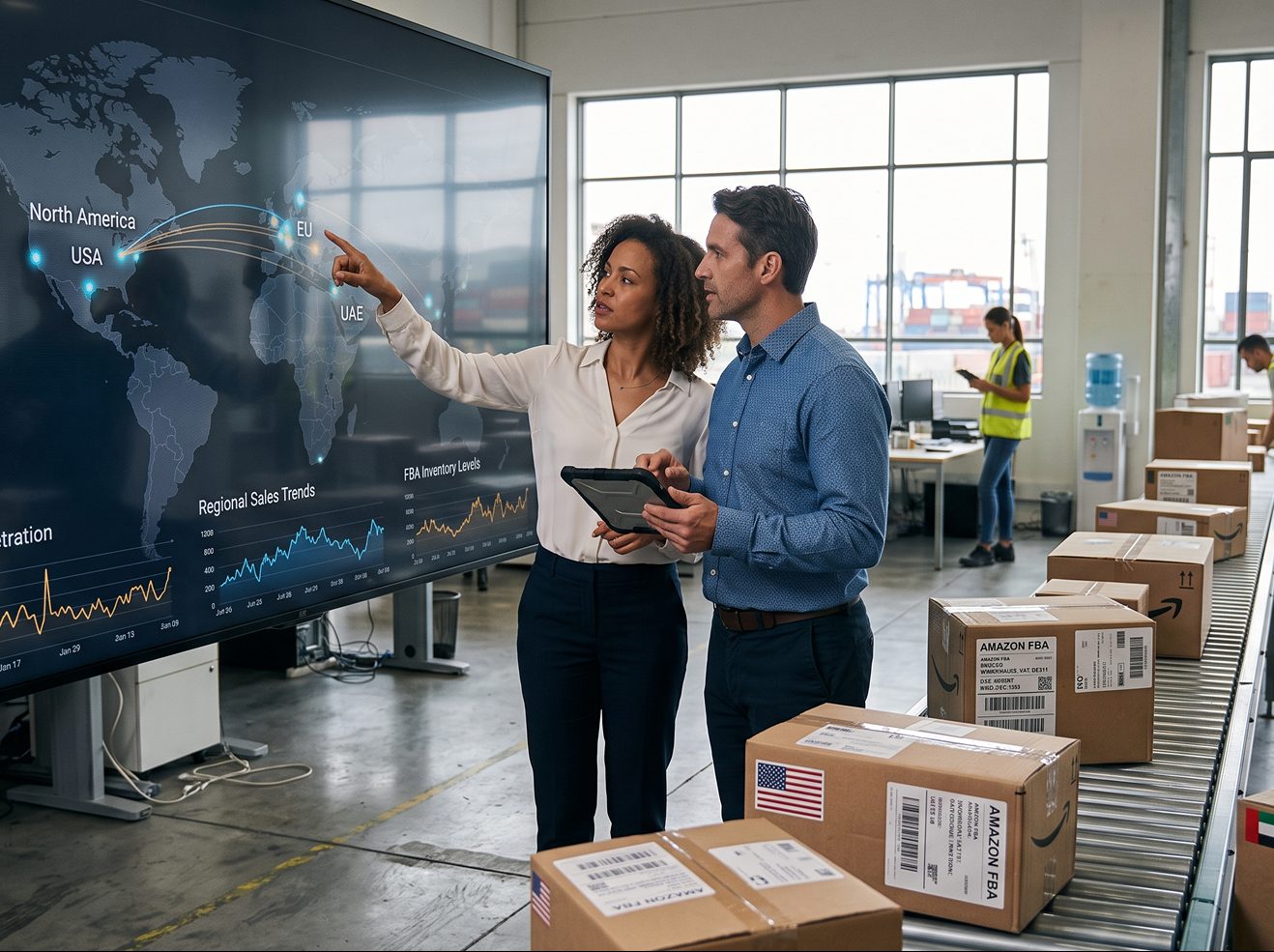 Warehouse inventory prepared for international FBA shipping